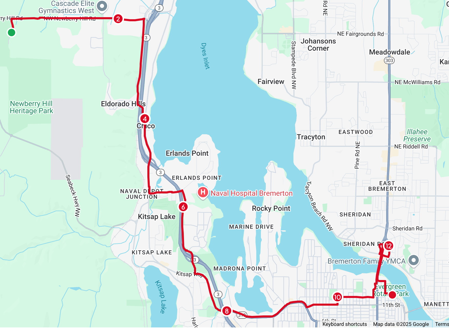 Bremeton Half-Marathon Map
